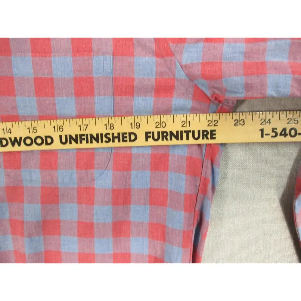 J.Crew Red Blue Plaid Casual Preppy Button Down Long‎ Sleeve Men Size L Slim